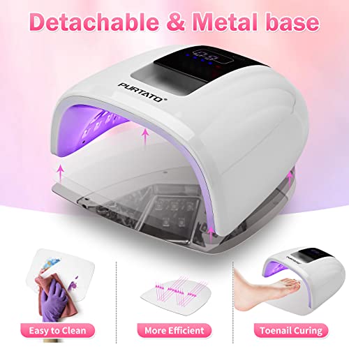 Professional Salon Rechargeable 90W UV LED Cordless Nail Lamp,45 lamp Beads Long Battery Life,Removable Stainless Steel Bottom, 4 Timer Setting and Smart Sensor Nail Dryer (White)
