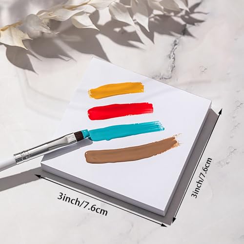 200 Sheets 3 x 3 inch Disposable Nail Polish Palette Paper, Waterproof Makeup Mixing Palette Paper Gel Nail Mixing Tool with 1 Pc Nail Palette Stirring Rod White