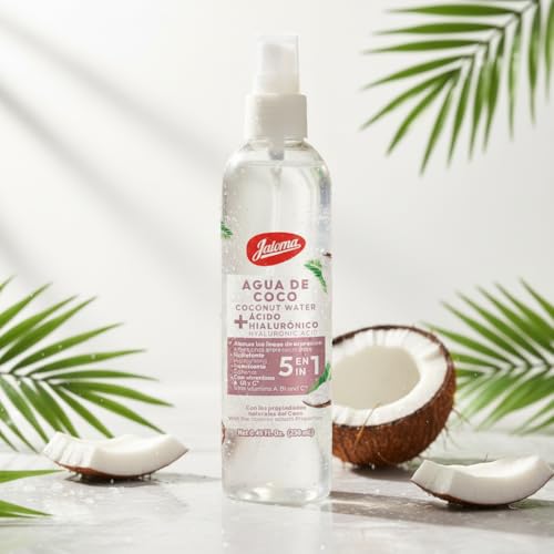Jaloma Agua de Coco, Coconut Water with Hyaluronic Acid, Moisturizing Blurs Expression Lines, 2 Pack, 8.45 Fl Oz Each Bottle