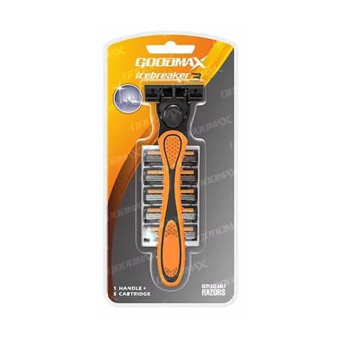 Triple Blade Razor for Men ? Lubricating Strip Shaving System with Anti-Slip Handle & 6 Replacement Cartridges ? Smooth & Comfortable Shave