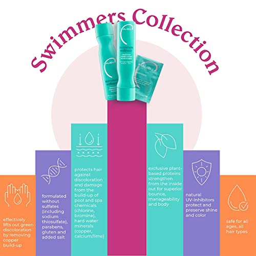 Malibu C Swimmers Wellness Shampoo - Protects Hair Against Chlorine Damage & Combats Brittle Hair - Swimmers Shampoo for Removing Pool Elements