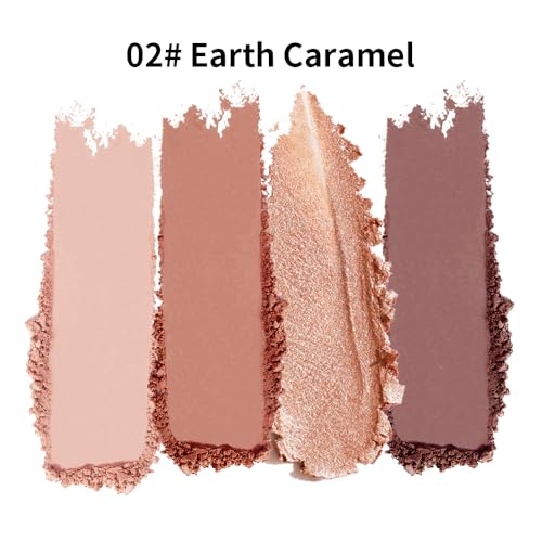 4-Color Eyeshadow Palette, Matte & Shimmer Neutrals, Highly Pigmented & Blendable, Everyday Natural Makeup, Travel-Friendly Compact, Warm Caramel Brown