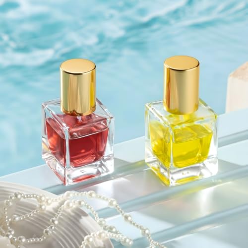 6 Pack 30 ml Empty Glass Perfume Bottles Bulk Refillable Atomizer Cologne Bottles DIY Perfume Making Supplies Vintage Fragrance Packaging Glass (Gold Metal Lid)
