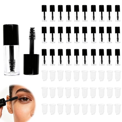 30Pcs Empty Mascara Tubes with Wand, Mini 3ml Empty Mascara Bottles with Brush Inserts, Small Sample Size Eyelash Growth packing Tube Container for Home and Travel