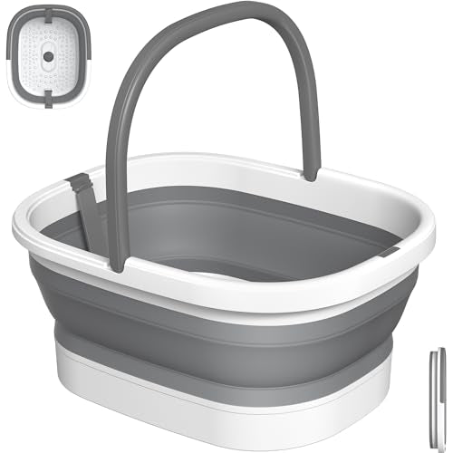 Nekteck Foot Soaking Tub Collapsible Bucket for Foot Bath Soak Tub, Foot Basin Foot Soaker with 138 Acupressure Nodes and Pumice Stone for Feet Massager Pedicure Foot Spa, Gifts for Men Women Dad Mom