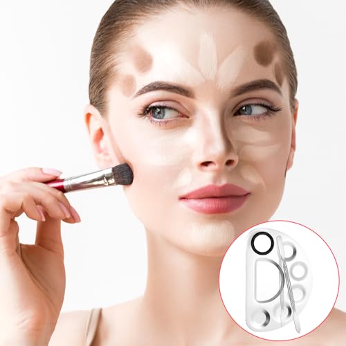 2 Set Makeup Palette Tray with Spatula, Makeup Mixing Palette Professional Cosmetic Palettes Tray Stainless Steel Cosmetic Artist Tool for Mixing Foundation Eye Shadow Eyelash Nail Art