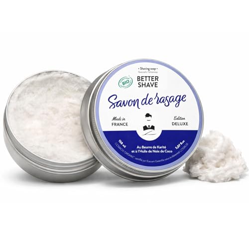 Better Shave Shaving Soap Puck | Vegan Luxury Dense, Rich & Creamy Lather Smooth Glide Traditional Wet Shave Cream Soap with Dense Lather, Grooming Routine Gifts Made in France 150ml