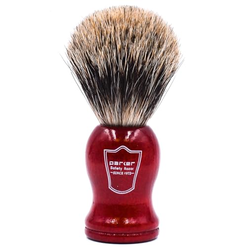 Parker Premium Handmade ¡°Long?Loft¡± 3?Band Pure Badger Shaving Brush with Rosewood Handle & Stand ? Dense 22?mm Knot for Luxurious Lathering