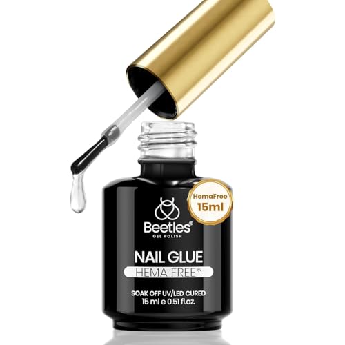 Beetles 15ml HEMA-Free Nail Glue Gel - TPO Free Super Strong Extension Glue for Nail Tips Clear Acrylic Nails, Clear Press On Nails, Gentle, Large Capacity, Salon Art DIY Home Need U V Light Cured