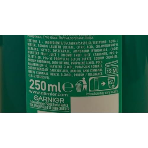 Garnier Fructis Coconut Water Shampoo, 250 ml