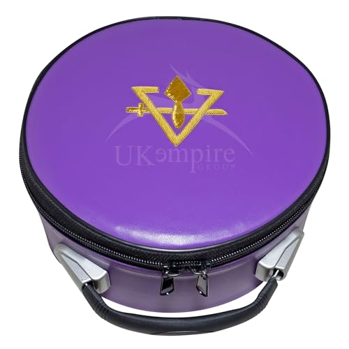 Masonic Cryptic Masons Royal & Select Crown Cap Case Purple Embroidered (R&SM Emblem) - Freemason Hat Carrying box