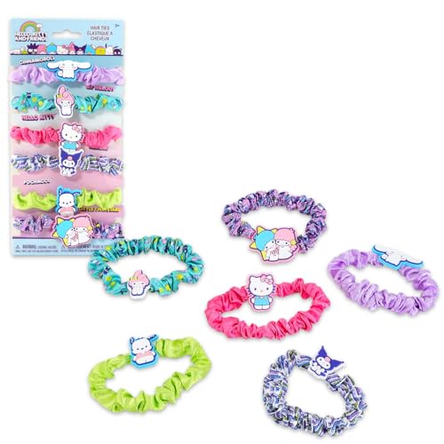 Hello Kitty Hair Accessories Set - Bundle 2 Bows, 3 Elastics and 1 Clip, Stickers, and More | Hello Kitty and Friends Accessories for Girls, Kids