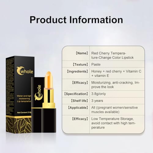 LEONTY Red cherry lipstick Magic Temperature-Change Color Lipstick Moisturizing Lipstick Long Lasting for men and women