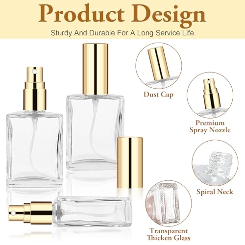 18Pcs Gold Glass Spray Bottles, 15ml Perfume Spray Bottles, Empty Fine Mist Atomizer, Portable Cologne Sprayer Bottles with 9Droppers9 Funnels, Refillable Perfume Container for Travel, Gold