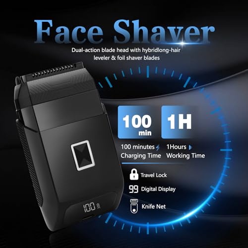Soonsell Manscape Beard Trimmer for Men,Ball Shaver,Nose Hair Clippers,Electric Razor,Hair Clippers for Men,4 IN1 Men's Grooming Kit,LED Display,Waterproof,Wet/Dry Trimmer