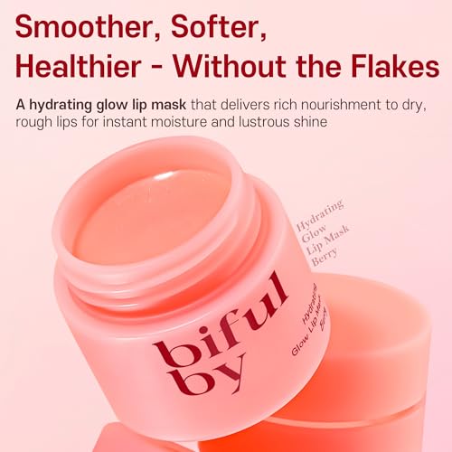 Korean Mini Lip Balm Hydrating Glow Lip Mask (Berry) 10g, 12hrs Long-lasting Overnight Moisture Butter for Women