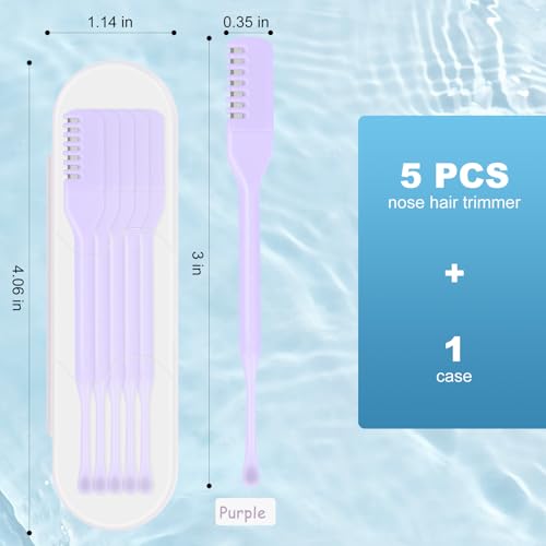 5PCS 2-in-1 Nasal Hair Cutter, Manual Nose Hair Trimmer Cutter with Ear Pick for Women & Men 360¡ÆRotating Nose Hair Remover Grooming Tool Knife Razor Portable Nostril hair Trimmer Clipper (Purple)