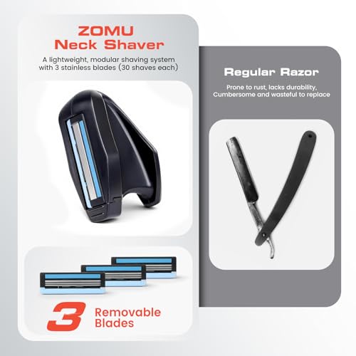 ZOMU Neck Shavers and Head Shaver for Men,Skull Shaving Razor and Body Shaver - Compact & Comfortable Grip with 3 Disposables Razor Blades,Smooth Shave for Head or Necks