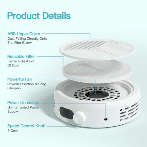 Professional 120W Nail Fan Dust Collector, Powerful Desk-Top Dust Extractor, 3-Speed Adjustable, LED Display, 12 000 RPM, Ultra-Quiet Operation, for Manicure & Pedicure