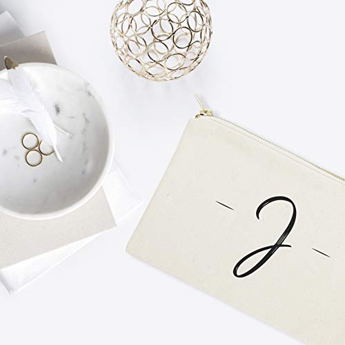The Cotton & Canvas Co. Personalized Handwritten Monogram J Cosmetic Bag and Travel Make Up Pouch