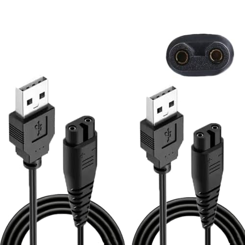 USB Charger Cord for Hatteker, 5FT Black Charging Cable Fit for RFC-588 RFC-598 RFC-690 RFC-692 RFC-696 RSCX-7568 RSCX-9598 Beard Trimmer & Shaver Razor Replacement Power Cord(2 Pack)