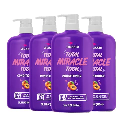Aussie Total Miracle 7 Benefits Hair Conditioner for Damaged Hair, for All Hair Types, Paraben-Free, 30.4 fl oz, 4-pack
