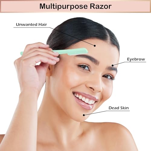 12 Pieces Eyebrow Razor, Dermaplane Razor with Blade Cover Face Razors for Women, Dermaplaning Tool for Face Peach Fuzz Face Shaver for Women and Men, Safe and Newbie Friendly