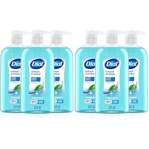 Dial Body Wash,Refresh & Renew Spring Water,23 Fl Oz,Hydraclean Complex & Vitamin E,Gentle,Leaves Skin Feeling Nourished,Dermatologist-Tested,No Parabens-& Sulfates,(Pack of 6)