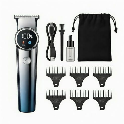 Hair Clippers for Men.Cordless Electric Hair Cutting Set. Rechargeable clipper, grooming kit. with LCD Display. Guards for Mens Haircut . Hair Cutting Kit with Pouch. Gift for men (Hair Clippers Set)