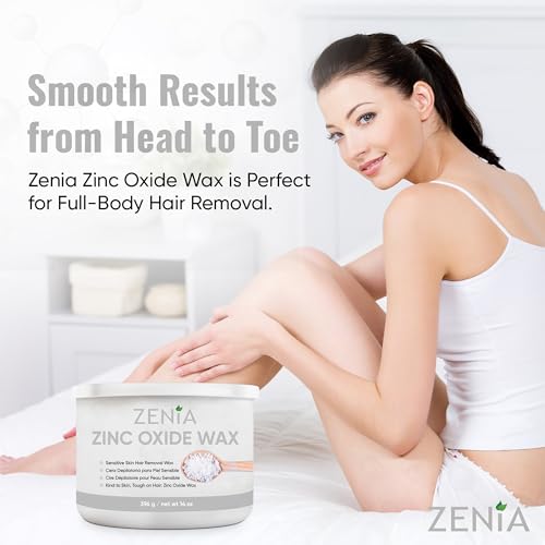 Zenia Zinc Oxide Wax 14oz - Gentle Hair Removal Soft Wax for Sensitive Skin - Perfect for Full-Body Use Including Face, Arms, Legs, and Bikini