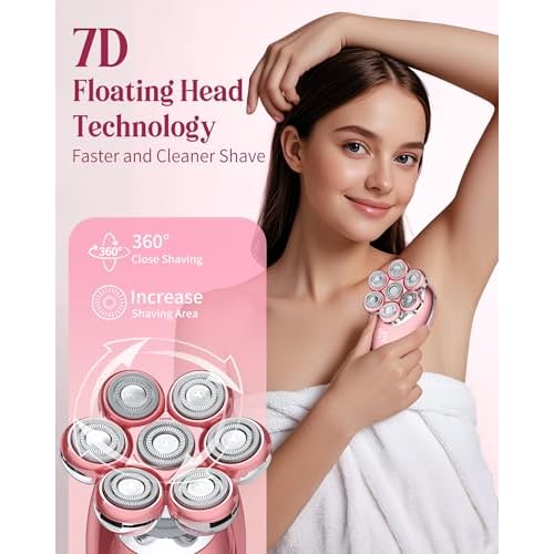 Electric Razors for Women, 7D Electric Shaver for Women, Cordless Facial Hair Removal Trimmer for Women's Face, Waterproof Ladies Shaver for Arms, Underarms, Peach Fuzz, Sensitive Skin