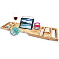 Expandable Bamboo Bath Tray for Tub ? 43" Wooden Bathtub Caddy with Shelf ? Spa Bathroom Decor & Accessories for Women ? Bathtub Tray for Relaxation & Storage
