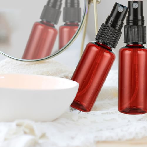 60PCS 1 oz Amber Spray Bottles for Essential Oils Small Plastic Spray Bottle with Funnel & Stickers Refillable 1oz Empty Mini Mister Spray Bottle for Travel Cleaning Beauty