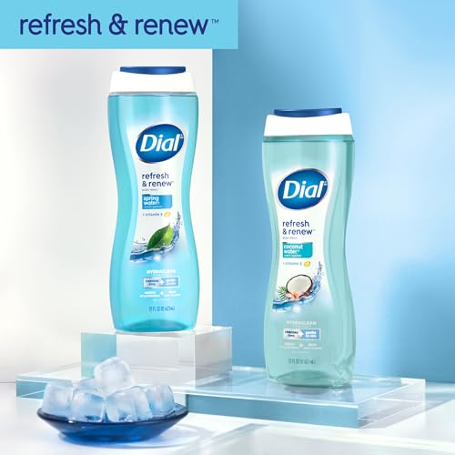 Dial Body Wash,Refresh & Renew Spring Water,23 Fl Oz,Hydraclean Complex & Vitamin E,Gentle,Leaves Skin Feeling Nourished,Dermatologist-Tested,No Parabens-& Sulfates,(Pack of 6)