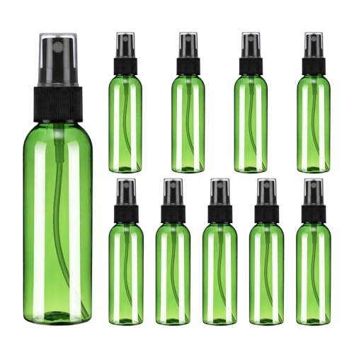 uxcell 20Pack Spray Bottles, 2 Oz/60ML Reusable Clear Empty Mist Plastic Mini Travel Bottle Set,Small Refillable Liquid Containers for Household Use, Essential Oil, Cleaning (Green Black)