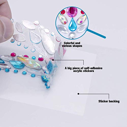 Face Gems, 10 Sets Mermaid Face Jewels Festival Gems Rhinestones Rave Eyes Body Bindi Temporary Stickers Crystal Stickers Decoration(Bright)