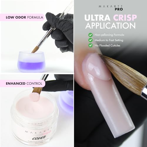 MakarttPro Low Odor, MMA Free Monomer, Made in USA, Non-Yellowing Professional Grade Formula, Beginner Nail Tech Friendly - Essential Acrylic Nail Supply for Nail Technicians (32 fl oz)