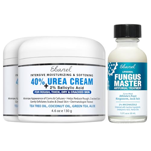 Ebanel Bundle of Fungus Treatment 1 Oz, and 2 Pack 40% Urea Cream 4.6 Oz