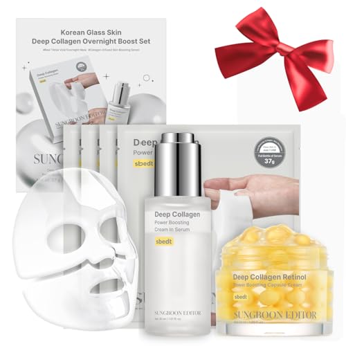 SUNGBOON EDITOR Winter Spa Skin Bundle | Glow Mist Gift Set | Deep Collagen Overnight Mask (4ea), Surface Line & Texture Care Serum & Retinol Capsule Cream | Gifts for Women