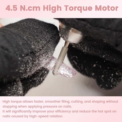 Professional Nail Drill, Lumcrissy 35000RPM Professional Nail File Machine, Rechargeable Efile for Acrylic Gel Nails with Ceramic Drill Bits Set& Sanding Bands for Manicure Salon Home Use