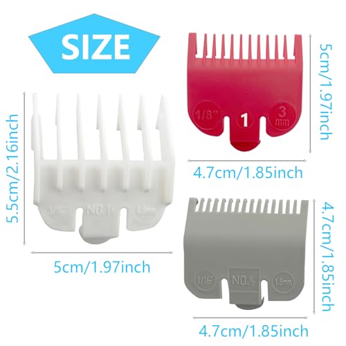 Professional Hair Clipper Guards Cutting Guides Compatible with Wahl Hair Clippers Trimmers - 3 Cutting Lengths 1 1/2¡± & 1/2¡± & 1¡±(1.5 & 3 & 4.5 mm) Fits Most Size Wahl Guide Combs - 3 Color Coded