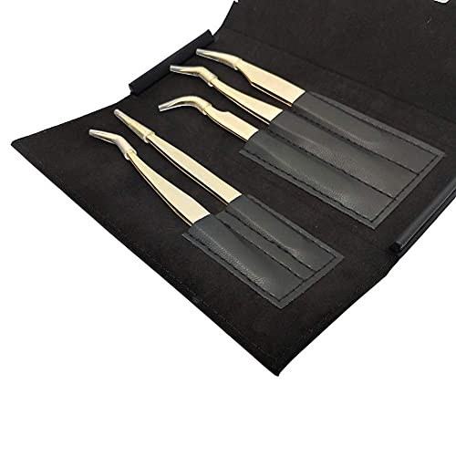 1 Piece Black PU Leather Empty Tweezers Storage Bag for Eyelash Extensions Multi-pockets Travel Case For Eyelash Grafting Extension Tweezers