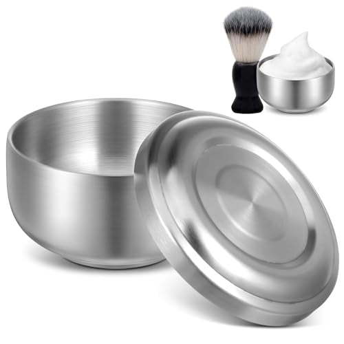 ARTIBETTER Shaving Bowl, Shave Bowl Stainless Steel, Shaving Soap Cup with Lid, 4 Inch UnbreakableShave Mug for Wet/Hot Shave (Silver)
