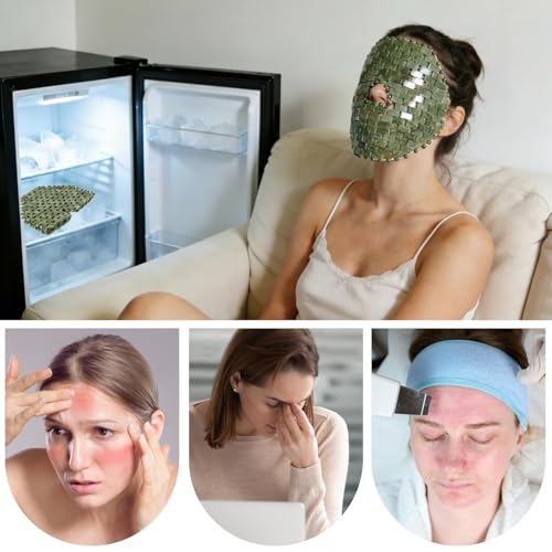 Jade Mask, Natural Facial Cooling Mask, 100% Real Jade Cover the Eyes for Hot & Cold Therapy, Relieves Redness, Swelling, Sensitivity, Wrinkles, Puffiness, and Anti-Aging