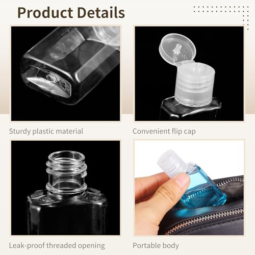 Lnrueg 300 Pcs 1 oz Travel Bottles - Hand Sanitizer Bottle Mini Clear Bottles with Flip Caps, Portable Empty Refillable Containers for Shower Gel, Face Creams, Body Lotions,Clear