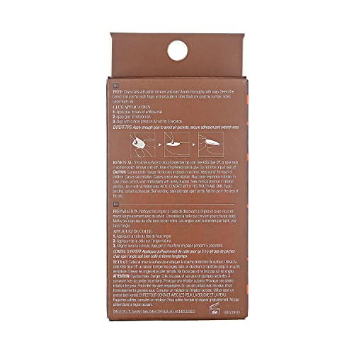 KISS Goldfinger Gel Glam Press on Nail Dark Brown Glitter French Full Cover Luxurious Design, Square Shape, Medium Length, Mini Glue Included GF64