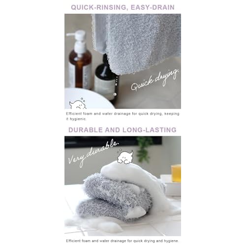 HIORIE Exfoliating Shower Towel - 2-Pack - Soft Washcloth for Rich, Luxurious Lather - White & Beige - Made in Japan