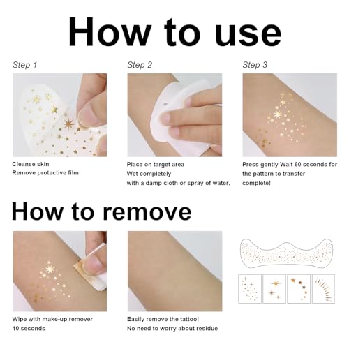 20 Pcs Gold Face Makeup Patches, Glitter Freckles Face Tattoo for Teenagers & Young Women, Sparkle Freckles Makeup Patches, Waterproof Face Glitter Freckles for for Christmas(Gold)