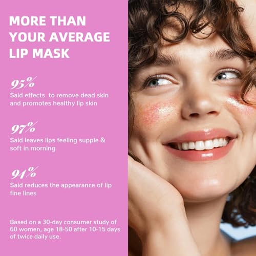 ANRCOLLECT Lip Scrub & Lip Mask - Overnight Treatment Lip Care Kits with 2 Lip Exfoliator & 2 Sleeping Lip Balm, Intense Hydration Lip Set for Dry Chapped Cracked Lips, Exfoliate & Moisturize (4 Pack)