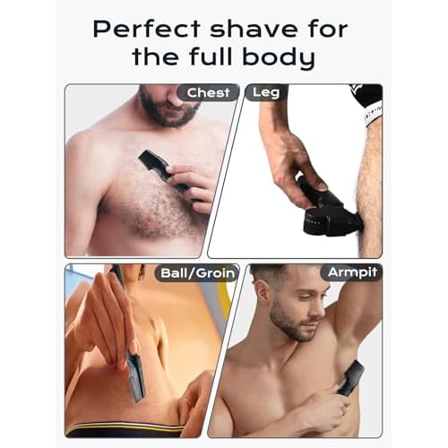 Electric Body Hair Trimmer for Men,Cordless Waterproof Body Razor 120 Mins Long Lasting,V-Shaped Lightweight Portable Pubic Hair Trimmer for Ball/Groin Pubic Sensitive Area